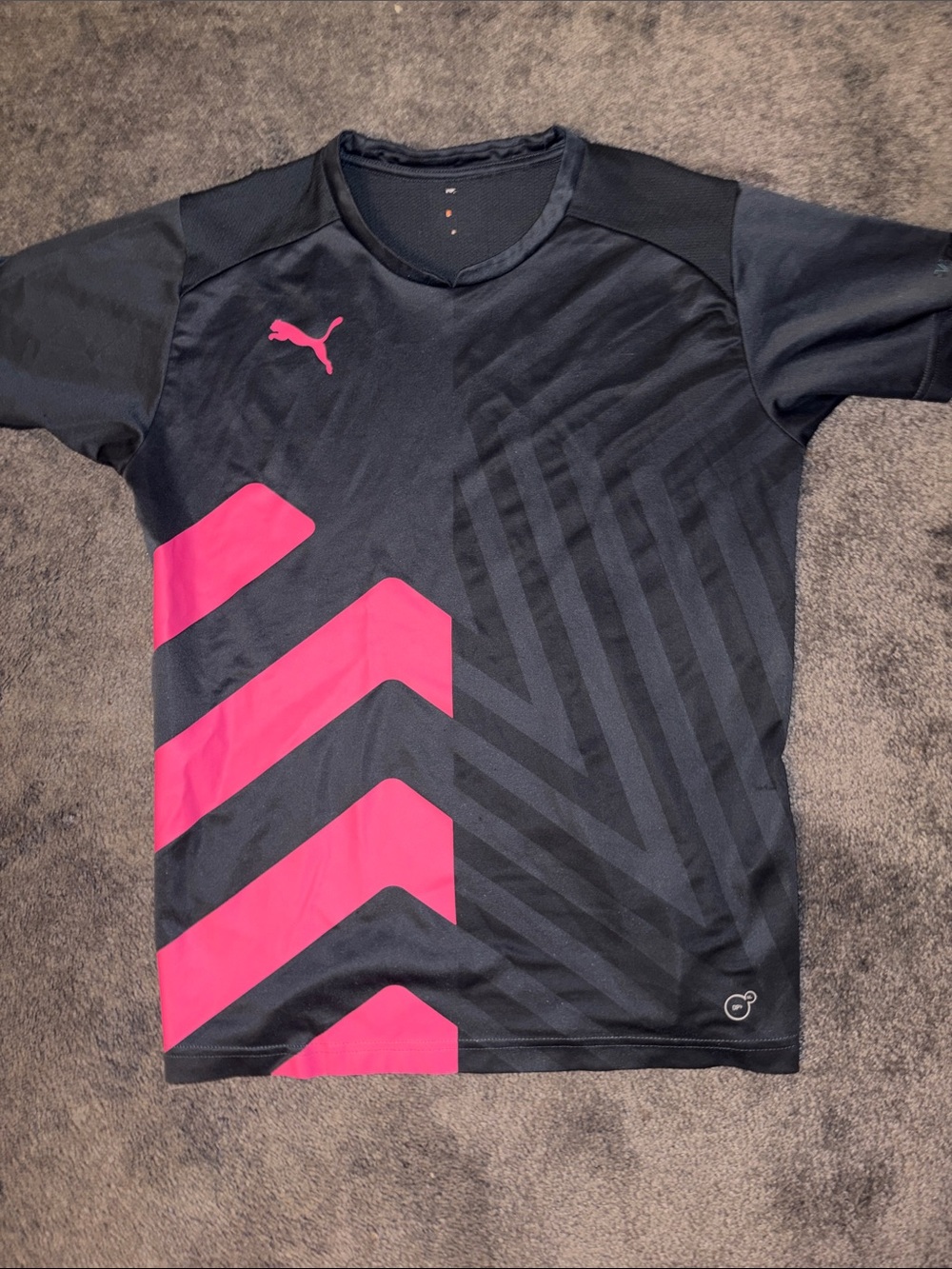 Puma Men’s Black & Hot Pink Short-Sleeve Performance Jersey